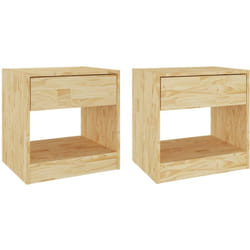 Lot de 2 tables de chevet avec tiroir et compartiment ouvert 40 x 31 x 40 cm bois de pin non traité DEC034764