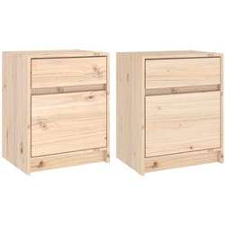 Décoshop26 - Lot de 2 tables de chevet avec tiroir et compartiment avec porte 40 x 31 x 50 cm bois de pin non traité DEC034765