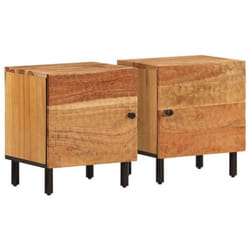 Table de chevet - DEC034766 - Bois dacacia massif - 1 compartiment avec porte - 40 x 33 x 46 cm - Marron