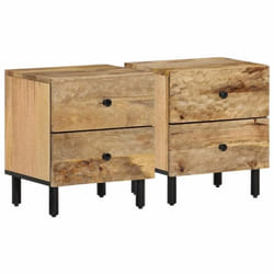Table de chevet - DEC034772 - Lot de 2 - Bois de manguier massif - 2 tiroirs - Design contemporain