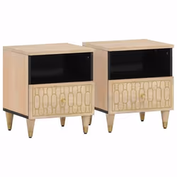 Table de chevet - DEC034774 - Bois de manguier massif - 1 tiroir - 1 compartiment - 40 x 33 x 46 cm