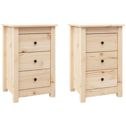 Lot de 2 tables de chevet avec 3 tiroirs 40 x 35 x 61,5 cm bois de pin non traité DEC034810