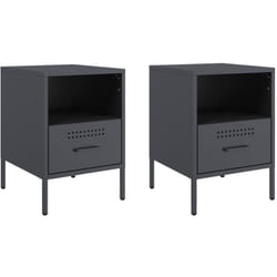 Lot de 2 tables de chevet avec tiroir et compartiment ouvert 36 x 39 x 50,5 cm acier anthracite DEC034825