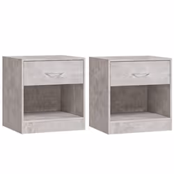 Table de chevet - DEC034846 - Lot de 2 - Bois dingénierie - Gris béton - 1 tiroir