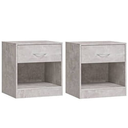 Table de chevet - DEC034846 - Lot de 2 - Bois dingénierie - Gris béton - 1 tiroir