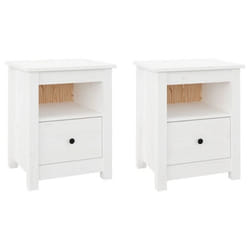 Table de chevet - DEC034925 - Bois de pin massif - 2 pièces - 1 tiroir - 40 x 35 x 49 cm