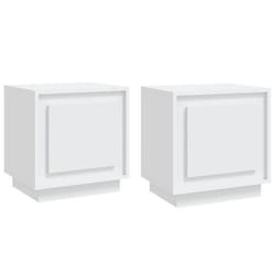 Table de chevet - Blanc - Lot de 2 - Bois dingénierie - 44 x 35 x 45 cm - Compartiment avec porte