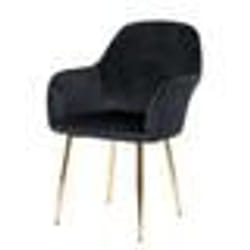 Chaise de salle à manger - Design Rétro - Velours Noir - Pieds Métal Dorés - 1 Place - Vintage