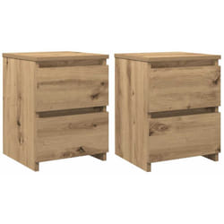 Lot de 2 tables de chevet avec deux tiroirs 30 x 30 x 40 cm en bois d'ingénierie couleur chêne DEC035053