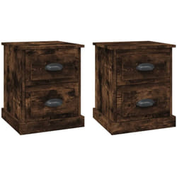 Lot de 2 tables de chevet avec deux tiroirs 39 x 39 x 47,5 cm bois ingénierie marron DEC035070