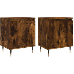 Décoshop26 - Lot de 2 tables de chevet avec compartiment avec porte 40 x 30 x 50 cm bois d'ingénierie marron et fer DEC035080