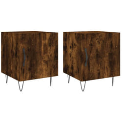 Décoshop26 - Lot de 2 tables de chevet avec compartiment avec porte 40 x 40 x 50 cm bois d'ingénierie marron et fer DEC035121