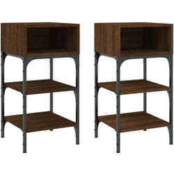 Lot de 2 tables de chevet avec étagères et compartiment ouvert 35 x 34,5 x 70 cm bois d'ingénierie marron DEC035158