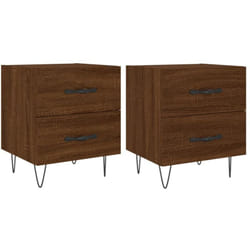 Décoshop26 - Lot de 2 tables de chevet avec deux tiroirs 40 x 35 x 47,5 cm bois d'ingénierie marron et fer DEC035177