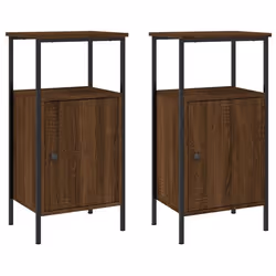 Table de chevet - DEC - Lot de 2 - Bois dingénierie - Fer - 41 x 31 x 80 cm