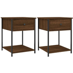 Lot de 2 tables de chevet avec tiroir et étagère 44 x 45 x 58 cm bois ingénierie marron et fer DEC035207