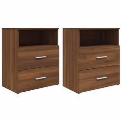 Table de chevet - DEC035210 - 2 tiroirs - Bois dingénierie - 50 x 32 x 60 cm - Marron