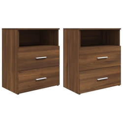 Table de chevet - DEC035210 - 2 tiroirs - Bois dingénierie - 50 x 32 x 60 cm - Marron