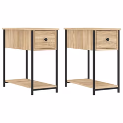 Table de chevet - DEC035218 - 2 tiroirs - Bois dingénierie - Couleur chêne - 30 x 60 x 60 cm