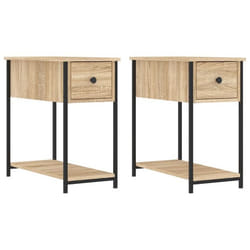 Table de chevet - DEC035218 - 2 tiroirs - Bois dingénierie - Couleur chêne - 30 x 60 x 60 cm