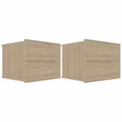 Table de chevet - DEC - Lot de 2 - Bois dingénierie - 2 tiroirs - Chêne sonoma - 40x30x30 cm