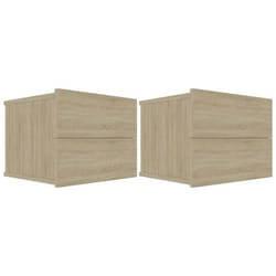 Table de chevet - DEC - Lot de 2 - Bois dingénierie - 2 tiroirs - Chêne sonoma - 40x30x30 cm