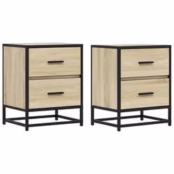 Table de chevet - DEC - Lot de 2 - Bois dingénierie - 2 tiroirs - Chêne sonoma - 40x31x50cm