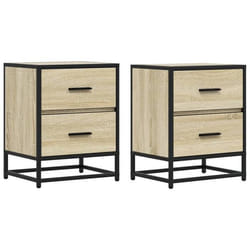 Table de chevet - DEC - Lot de 2 - Bois dingénierie - 2 tiroirs - Chêne sonoma - 40x31x50cm