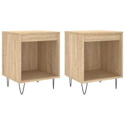 Table de chevet - Décor - Lot de 2 - Bois dingénierie - Compartiment ouvert - Pieds en métal
