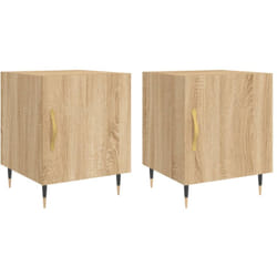 Lot de 2 tables de chevet avec compartiment avec porte 40 x 40 x 50 cm bois ingénierie couleur chêne DEC035269