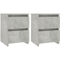 Lot de 2 tables de chevet avec deux tiroirs 30 x 30 x 40 cm bois d'ingénierie gris DEC035340