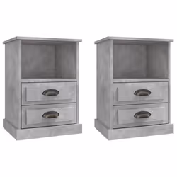 Table de chevet - DEC035400 - 2 tiroirs - Bois dingénierie - Gris béton - 43x36x60 cm