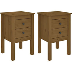 Décoshop26 - Lot de 2 tables de chevet avec deux tiroirs 40 x 35 x 61,5 cm bois de pin marron miel DEC035451