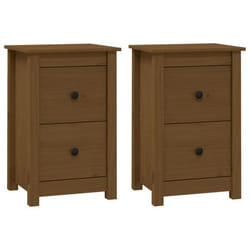 Table de chevet - DEC035452 - Bois de pin massif - 2 tiroirs - Marron miel - 40 x 35 x 615 cm