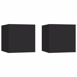 Table de chevet - DEC - Lot de 2 - Fixation murale - Bois dingénierie - Noir 305x30x30 cm