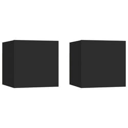 Table de chevet - DEC - Lot de 2 - Fixation murale - Bois dingénierie - Noir 305x30x30 cm