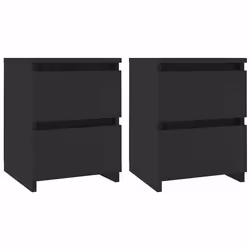Table de chevet - DEC - Lot de 2 - Bois dingénierie - Noir - 2 tiroirs - 30x30x40 cm