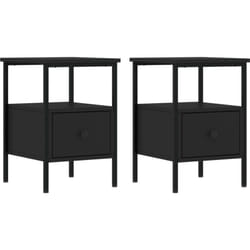 Lot de 2 tables de chevet avec tiroir et étagère 34 x 36 x 50 cm bois d'ingénierie noir DEC035469