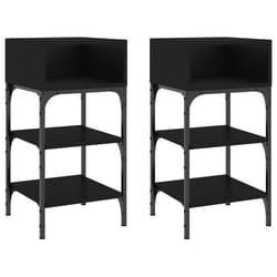 Table de chevet - DEC - Lot de 2 - Bois dingénierie noir - Compartiment ouvert - Pieds réglables