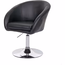 Chaise de salle à manger pivotante hauteur réglable en synthétique noir pied métal chromé Cette chaise design se caractérise  ...