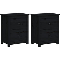 Lot de 2 tables de chevet avec deux tiroirs 50 x 35 x 61,5 cm bois de pin noir DEC035605