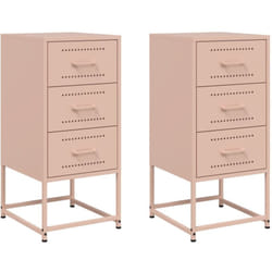 Lot de 2 tables de chevet avec 3 tiroirs 36 x 39 x 78 cm acier rose DEC035639