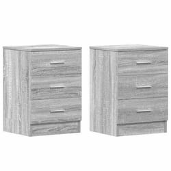 Table de chevet - DÉCOSHOP26 - Lot de 2 - Bois dingénierie - 3 tiroirs - Gris sonoma