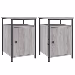 Table de chevet - DEC - Lot de 2 - Bois dingénierie - Fer - 40x42x60cm gris