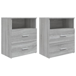 Table de chevet - DEC - Lot de 2 - Bois dingénierie - 2 tiroirs - Compartiment ouvert