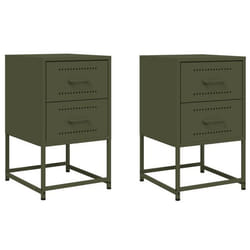 Table de chevet - DEC035771 - Acier vert - Lot de 2 - 2 tiroirs - Style industriel