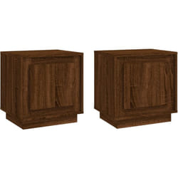 Lot de 2 tables de chevet avec compartiment avec porte 44 x 35 x 45cm bois d'ingénierie marron DEC035866