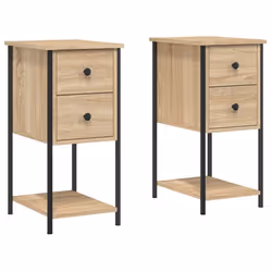 Table de chevet - DEC - Lot de 2 - Bois dingénierie - Fer - 2 tiroirs - 32x42x70cm