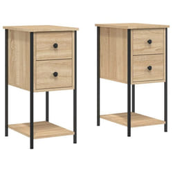Table de chevet - DEC - Lot de 2 - Bois dingénierie - Fer - 2 tiroirs - 32x42x70cm