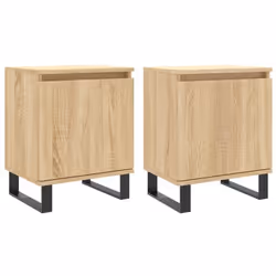 Table de chevet - DEC035883 - 2 pièces - Bois dingénierie - Compartiment avec porte - Chêne sonoma